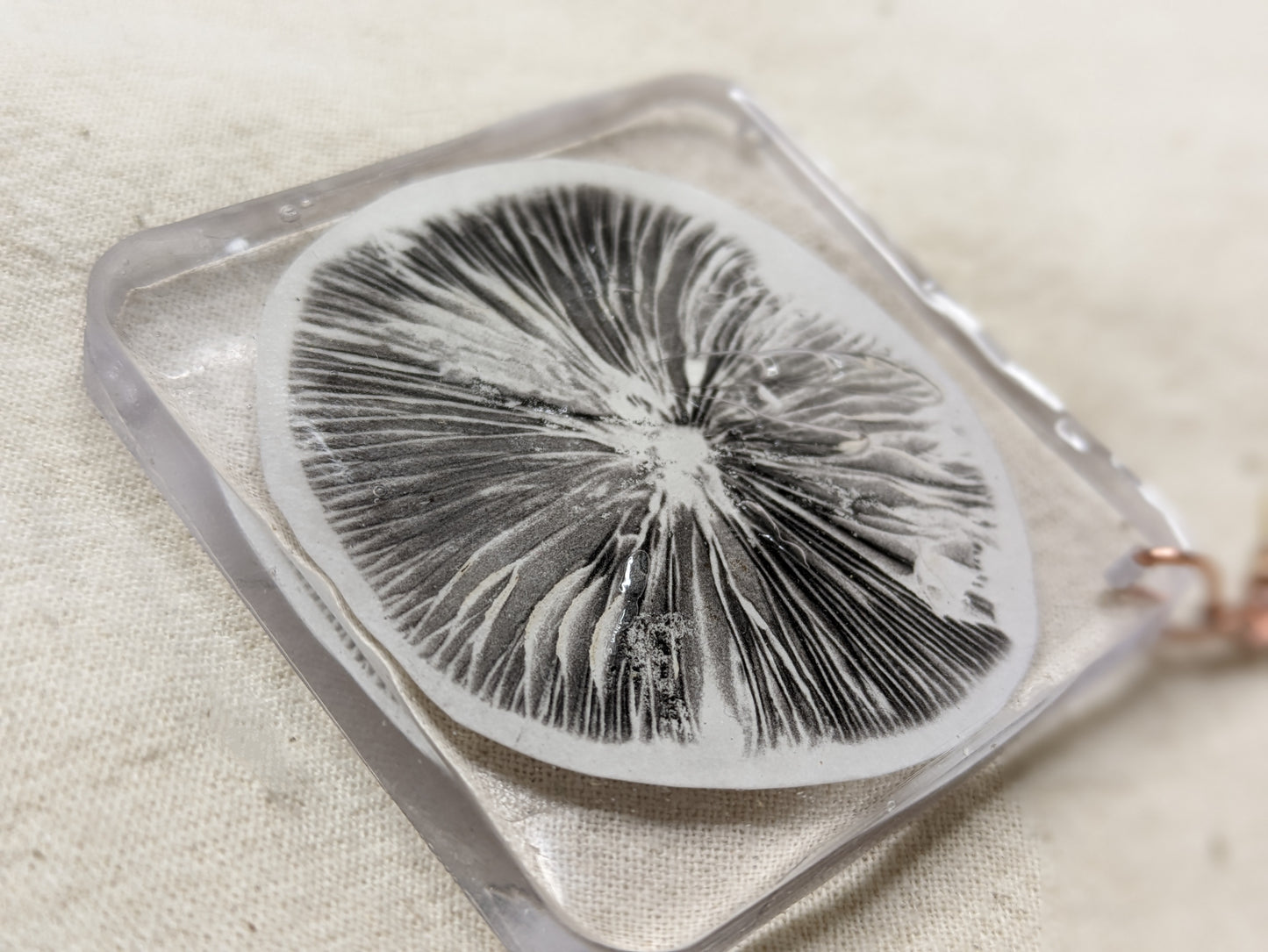 Mushroom Spore Print in Resin - handmade necklace