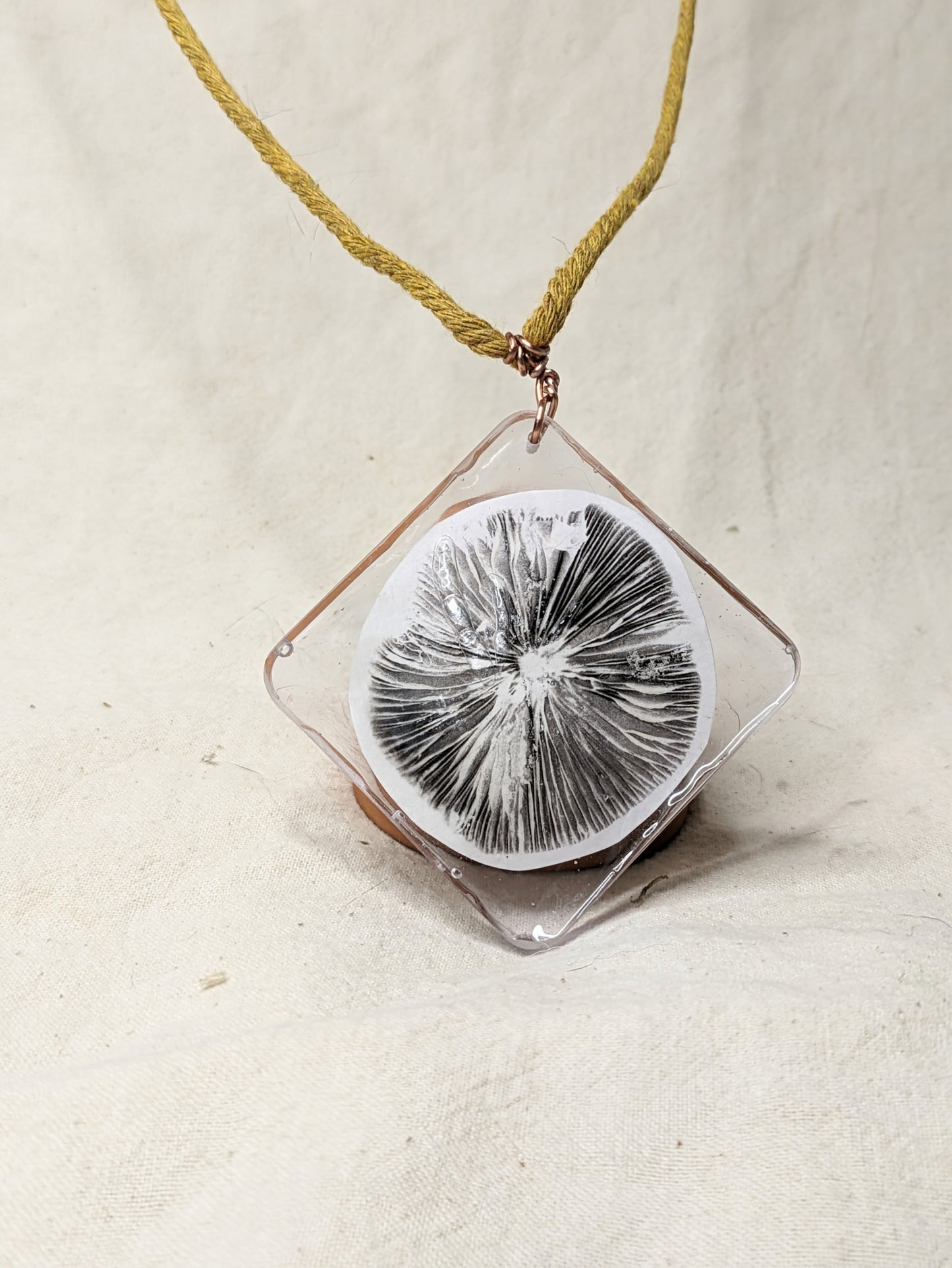 Mushroom Spore Print in Resin - handmade necklace