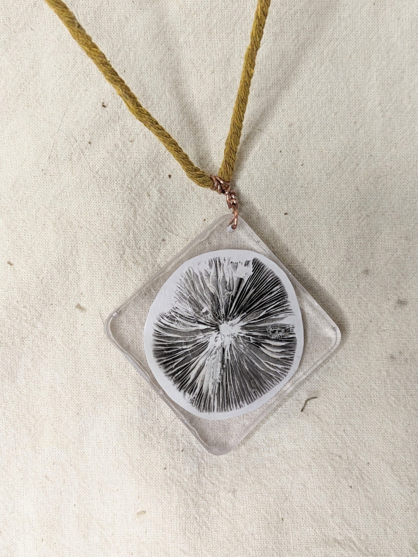 Mushroom Spore Print in Resin - handmade necklace