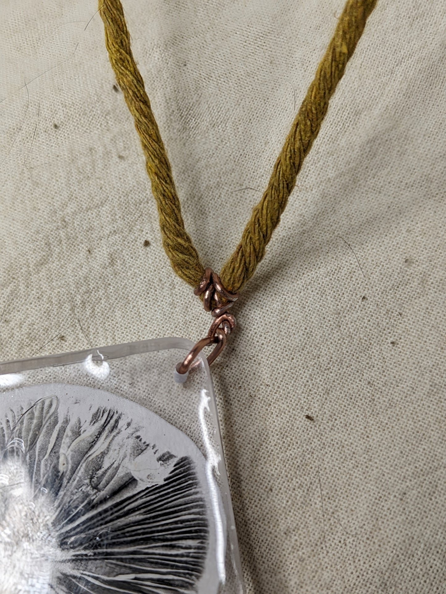 Mushroom Spore Print in Resin - handmade necklace