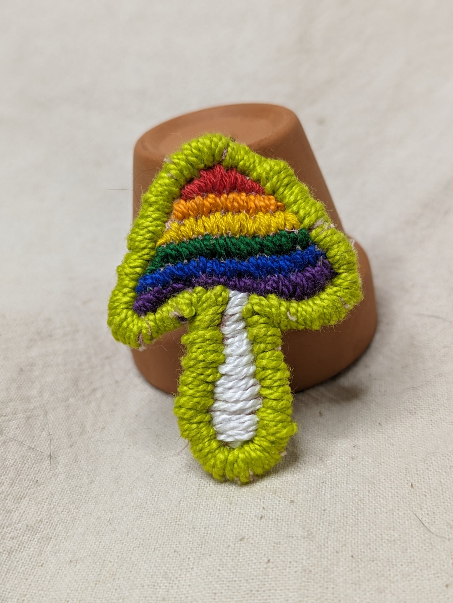 Pride Flag Mushroom Patch - Iron or Sew On - Hand Embroidered - Any Flag