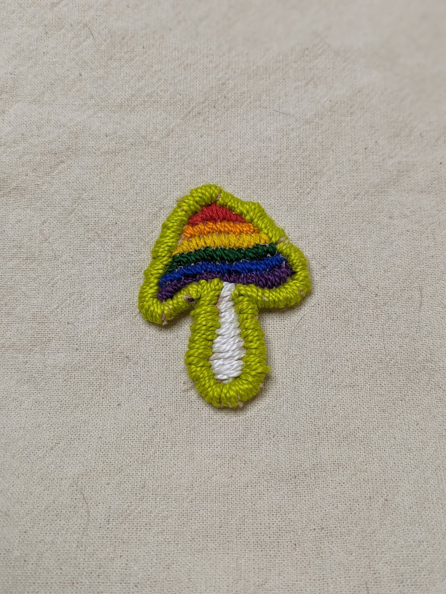 Pride Flag Mushroom Patch - Iron or Sew On - Hand Embroidered - Any Flag