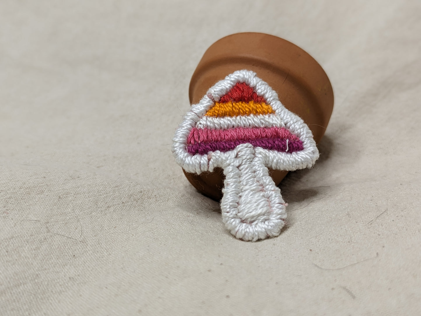 Pride Flag Mushroom Patch - Iron or Sew On - Hand Embroidered - Any Flag