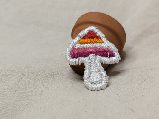 Pride Flag Mushroom Patch - Iron or Sew On - Hand Embroidered - Any Flag