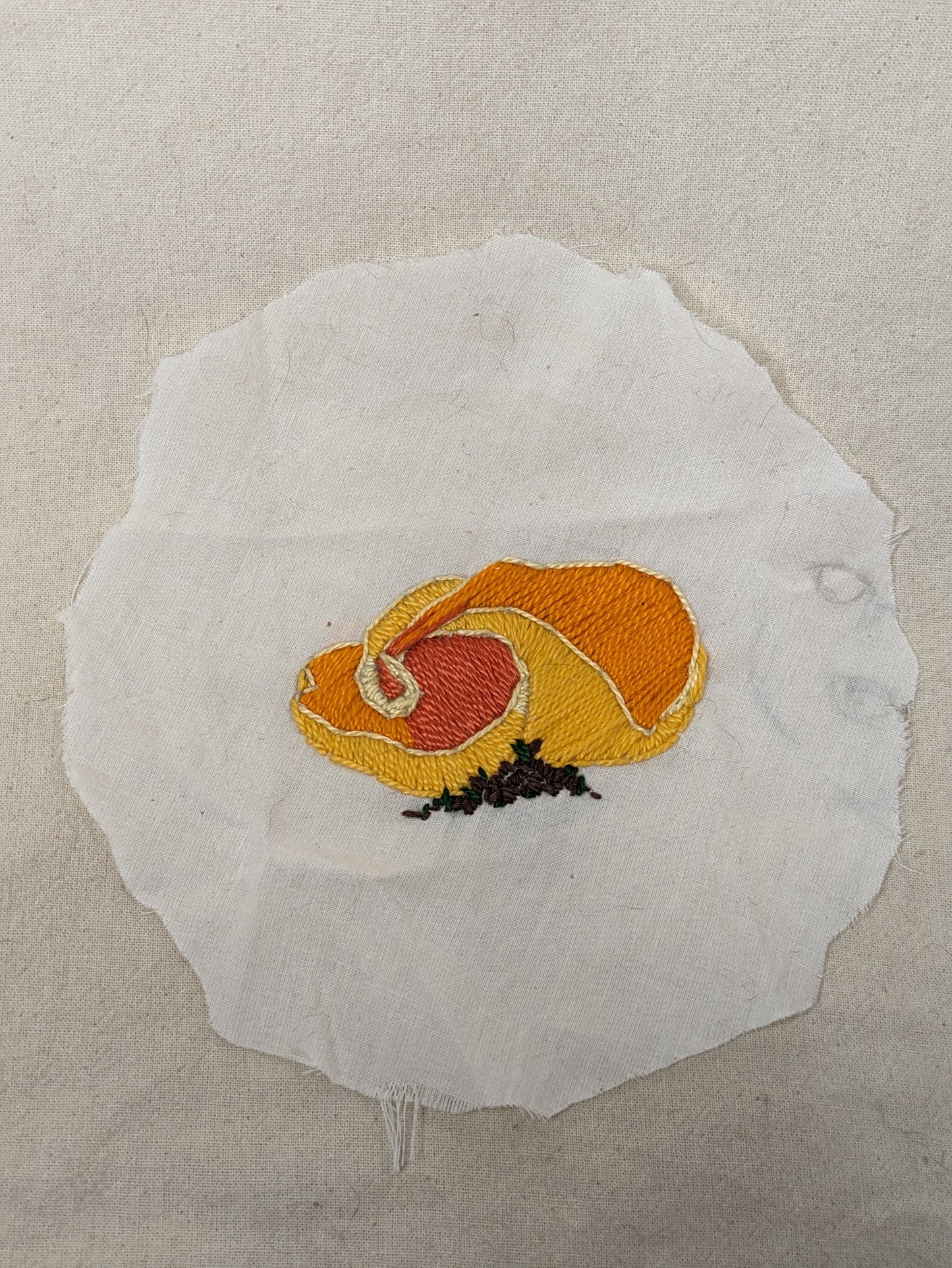 Mushroom Appliques, wide variety - original designs - hand embroidered | chanterelle, veiled, stinkhorn, pink, turkey tail, lion's mane, chicken of the woods, cup, webbed