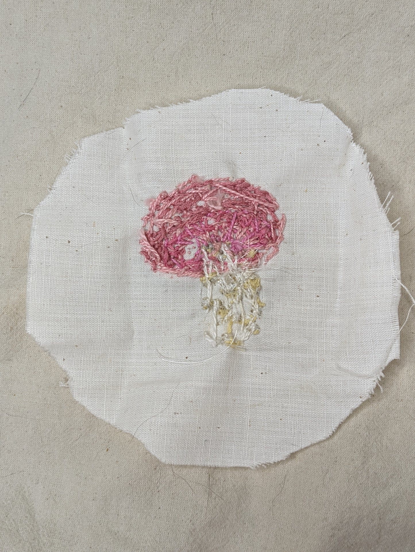 Mushroom Appliques, wide variety - original designs - hand embroidered | chanterelle, veiled, stinkhorn, pink, turkey tail, lion's mane, chicken of the woods, cup, webbed