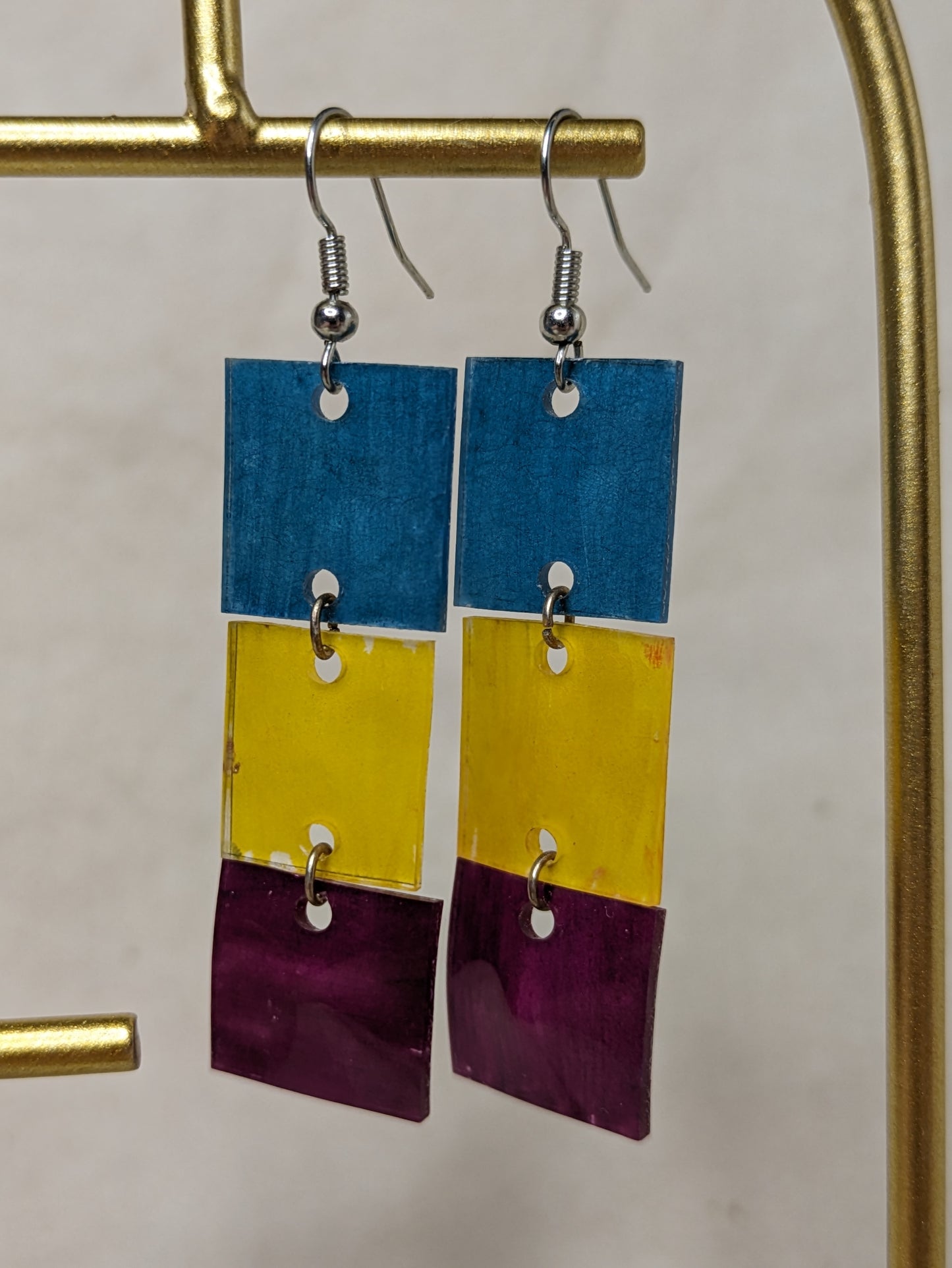 Tile Dangle Pride Earrings - faux glass