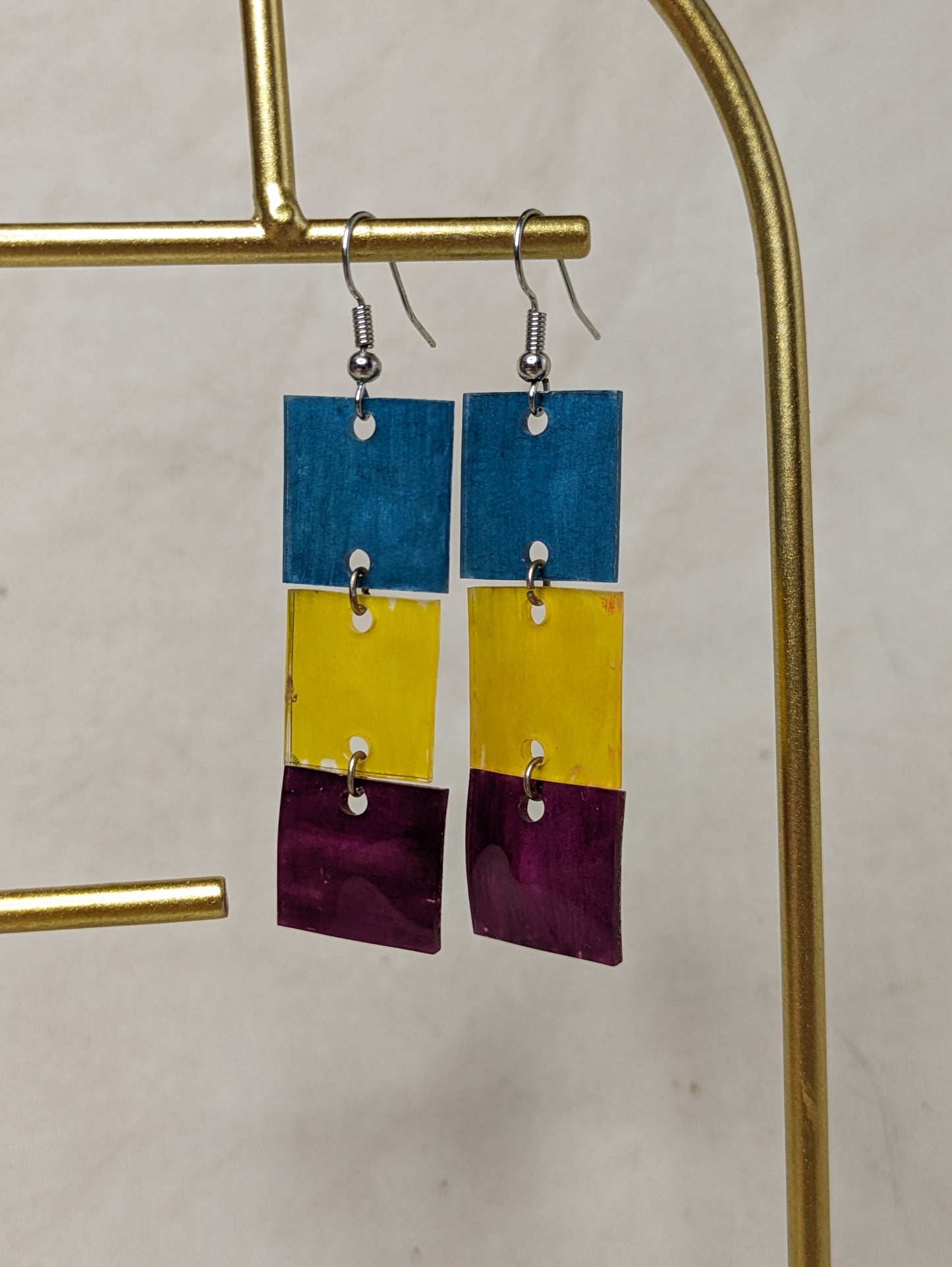 Tile Dangle Pride Earrings - faux glass