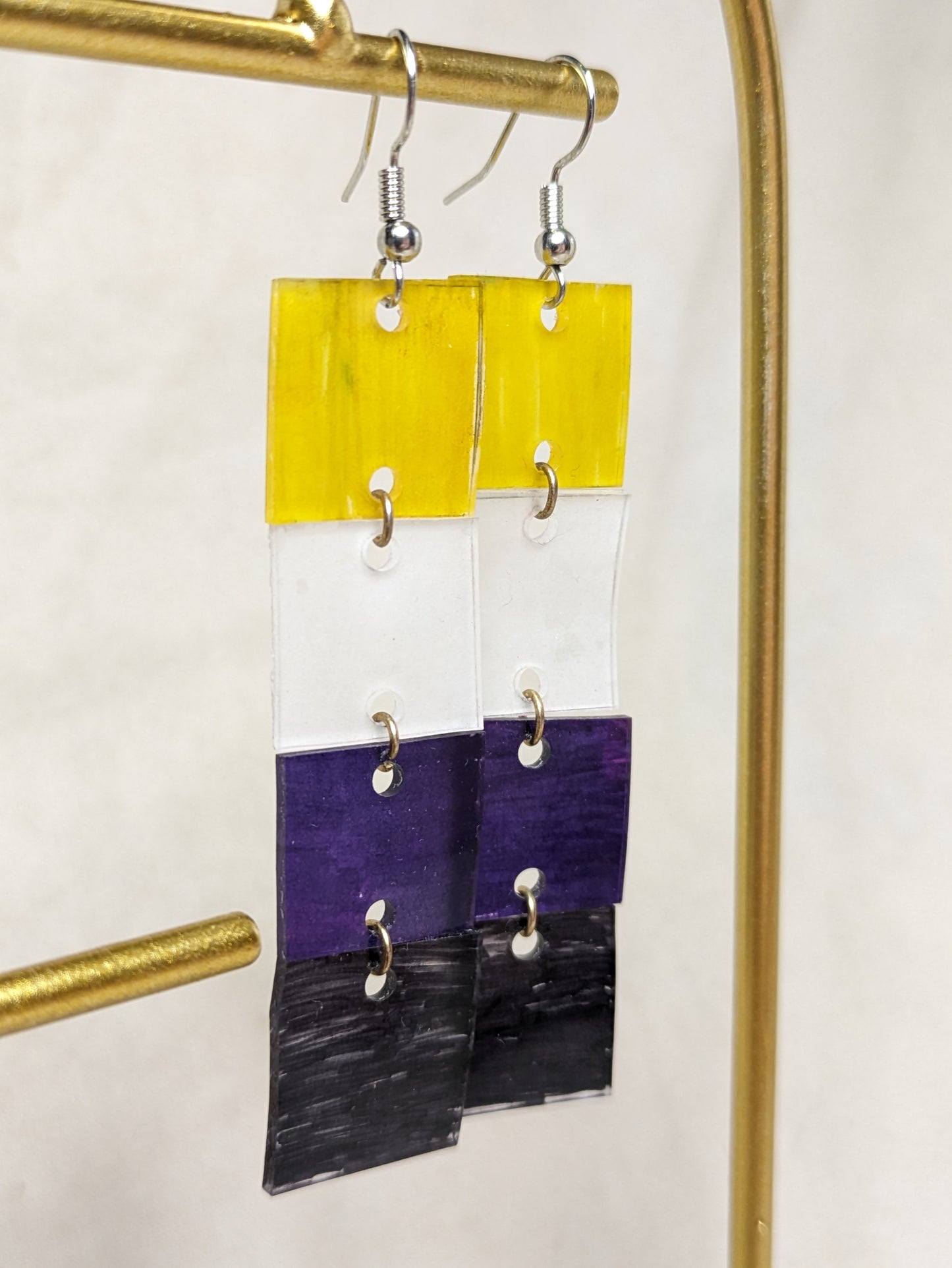 Tile Dangle Pride Earrings - faux glass