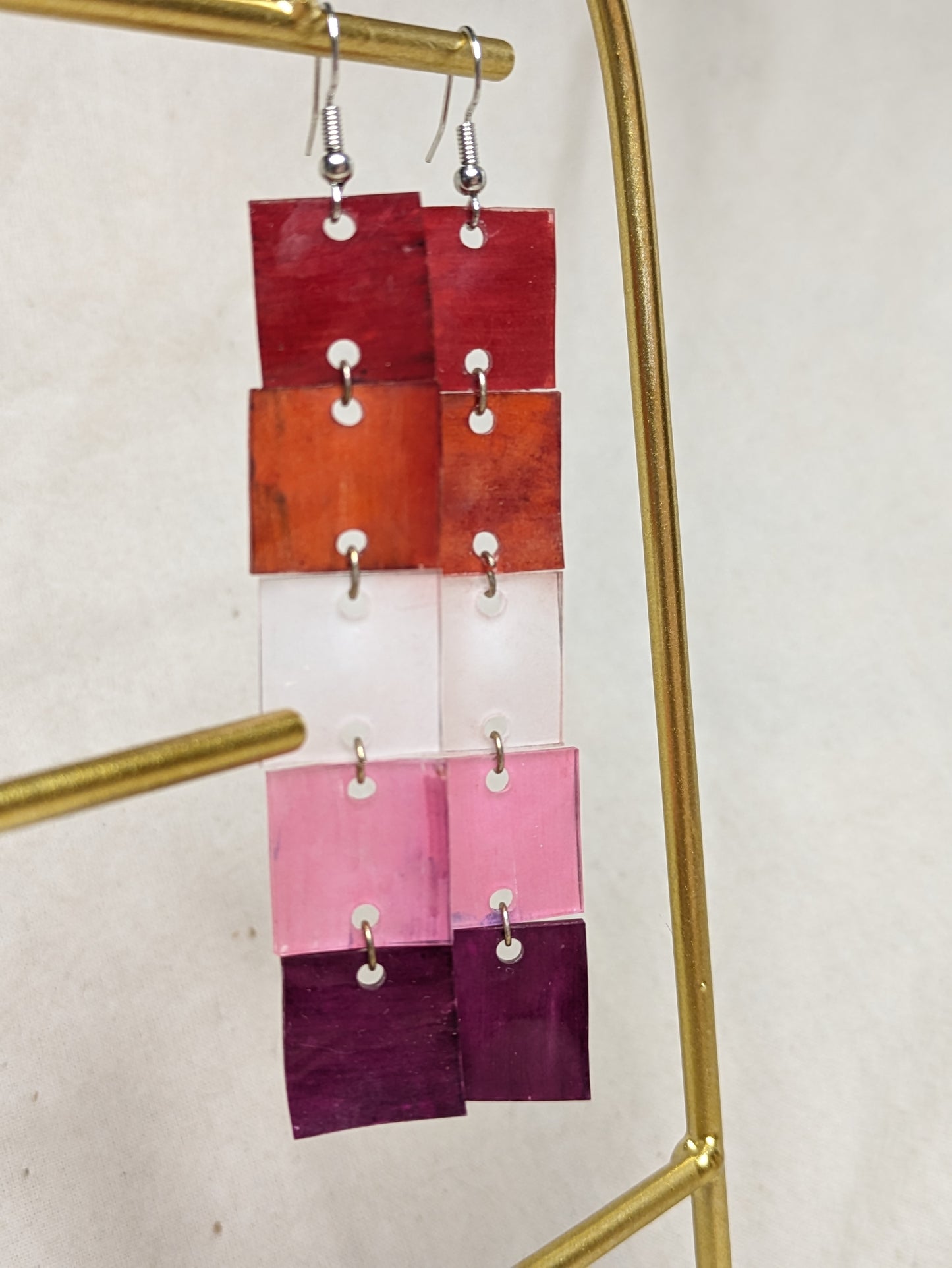 Tile Dangle Pride Earrings - faux glass