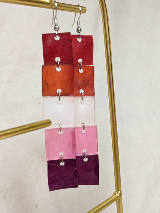 Tile Dangle Pride Earrings - faux glass