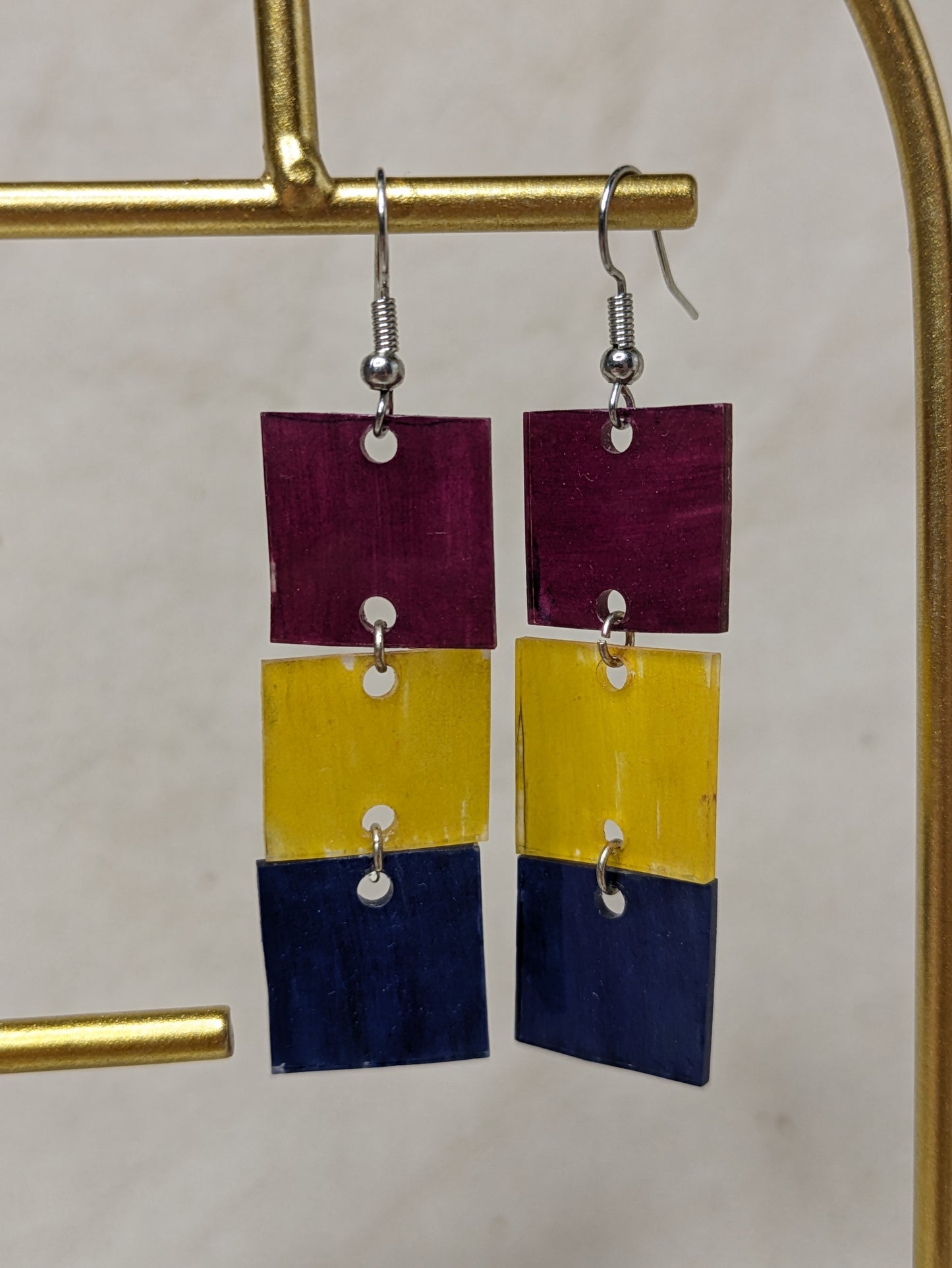 Tile Dangle Pride Earrings - faux glass