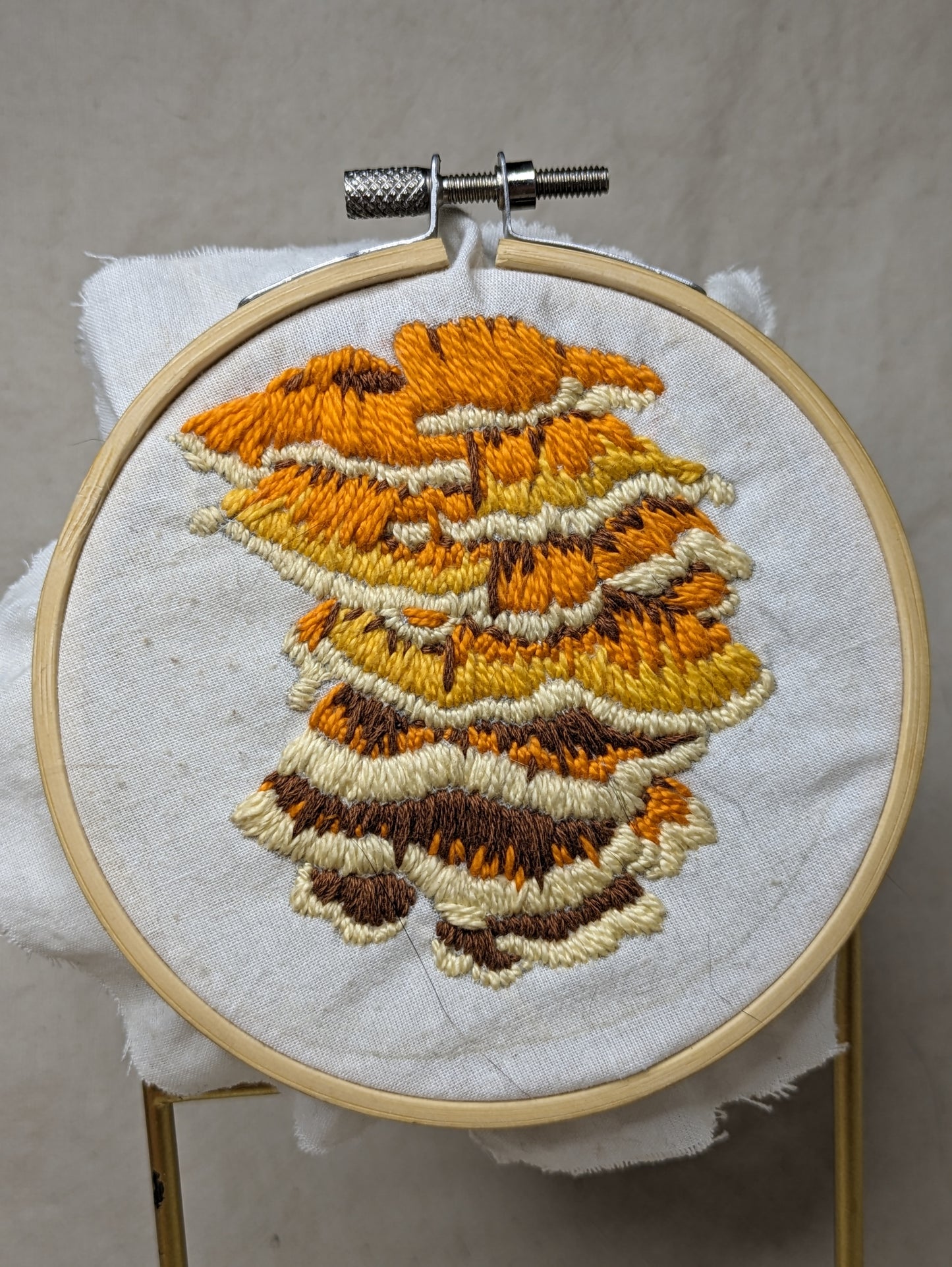 Mushroom Appliques, wide variety - original designs - hand embroidered | chanterelle, veiled, stinkhorn, pink, turkey tail, lion's mane, chicken of the woods, cup, webbed