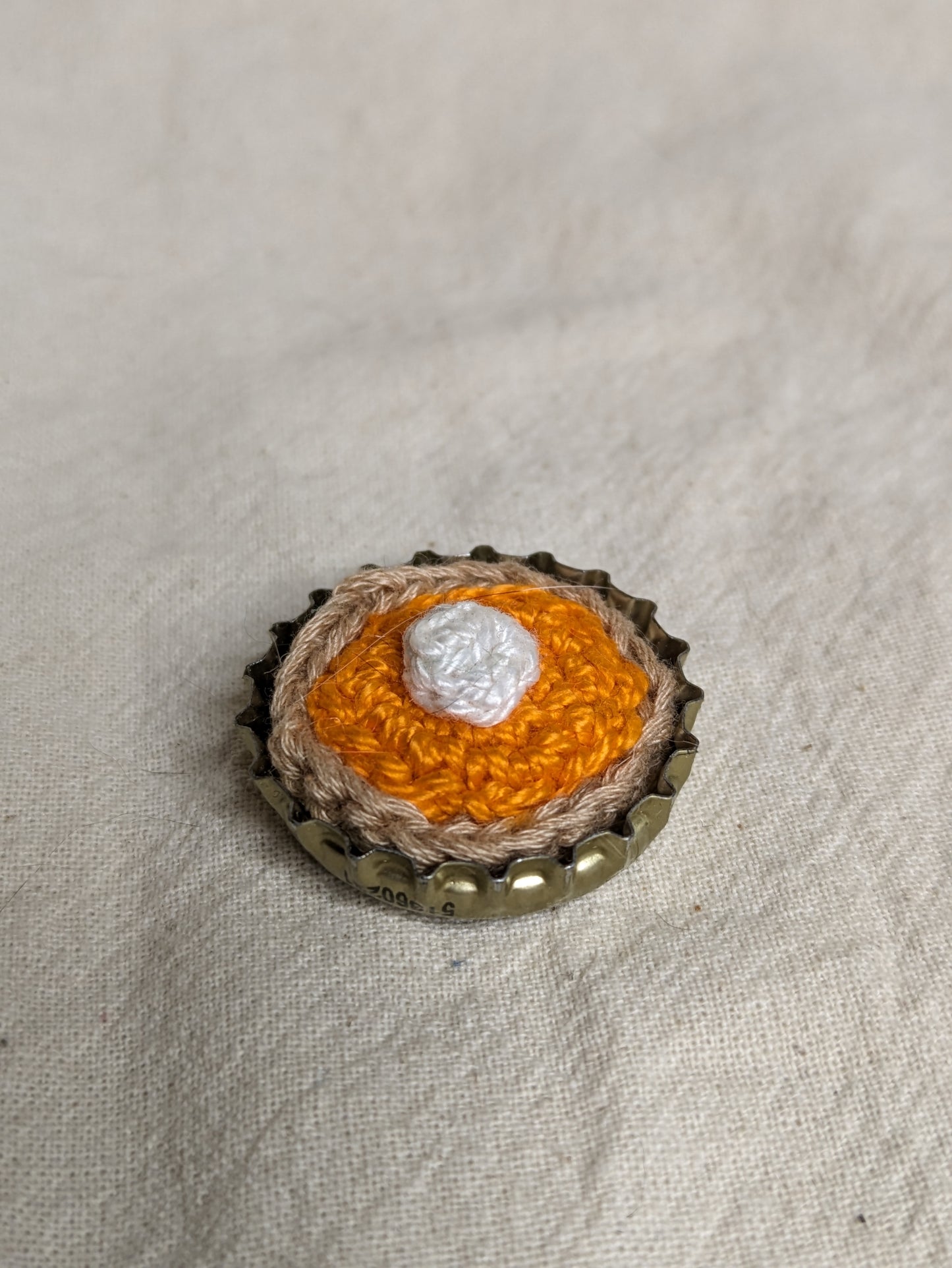 Bottle Cap Pie knick knack - Crocheted by hand
