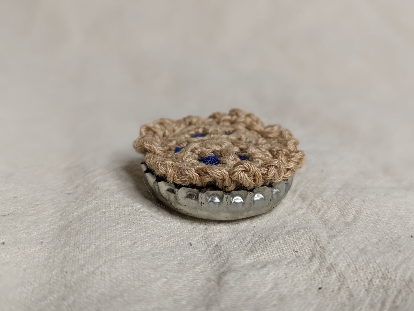 Bottle Cap Pie knick knack - Crocheted by hand