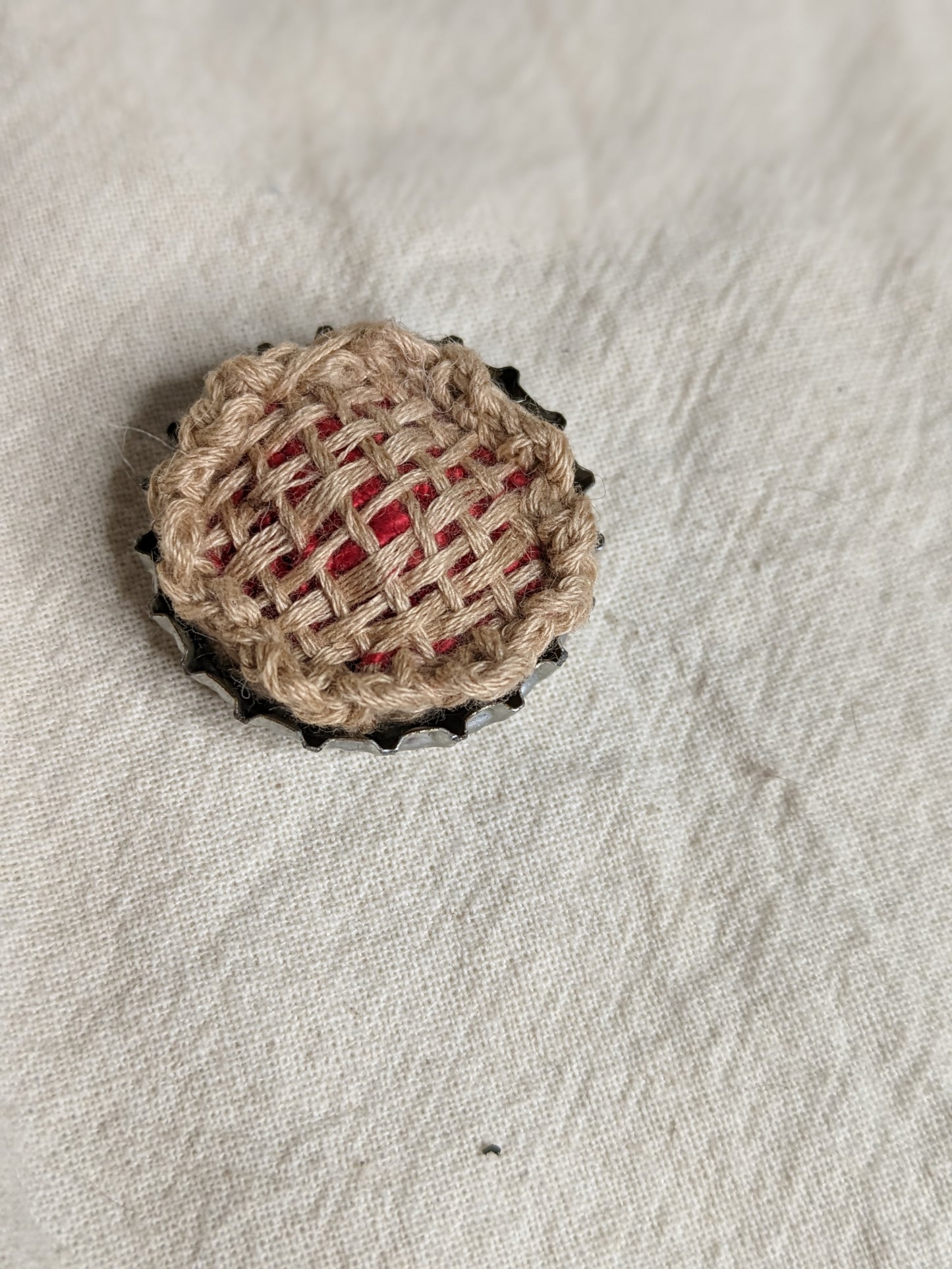 Bottle Cap Pie knick knack - Crocheted by hand