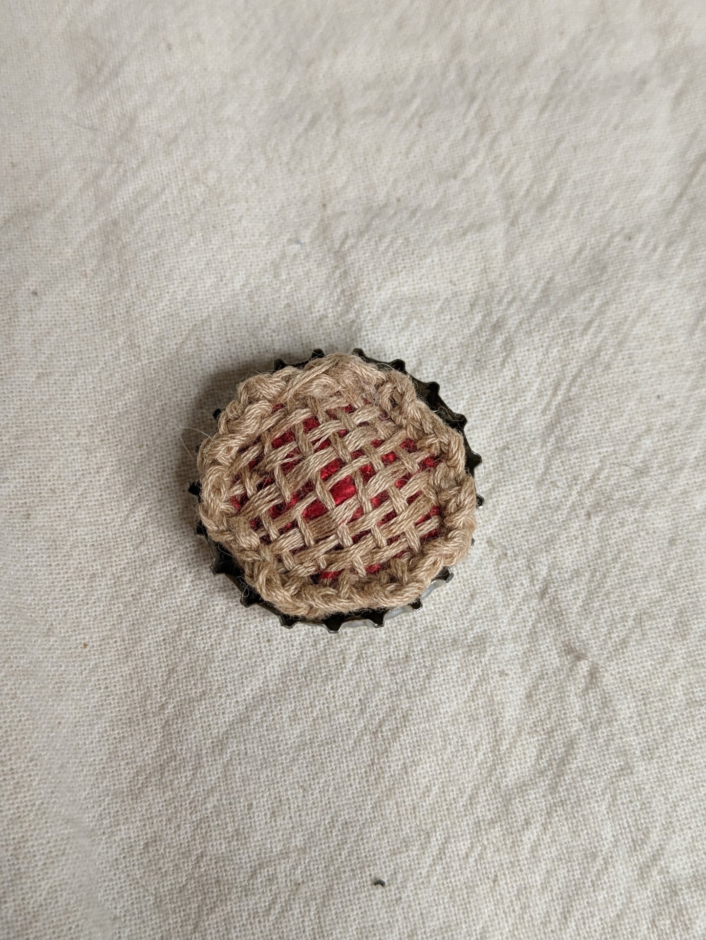 Bottle Cap Pie knick knack - Crocheted by hand