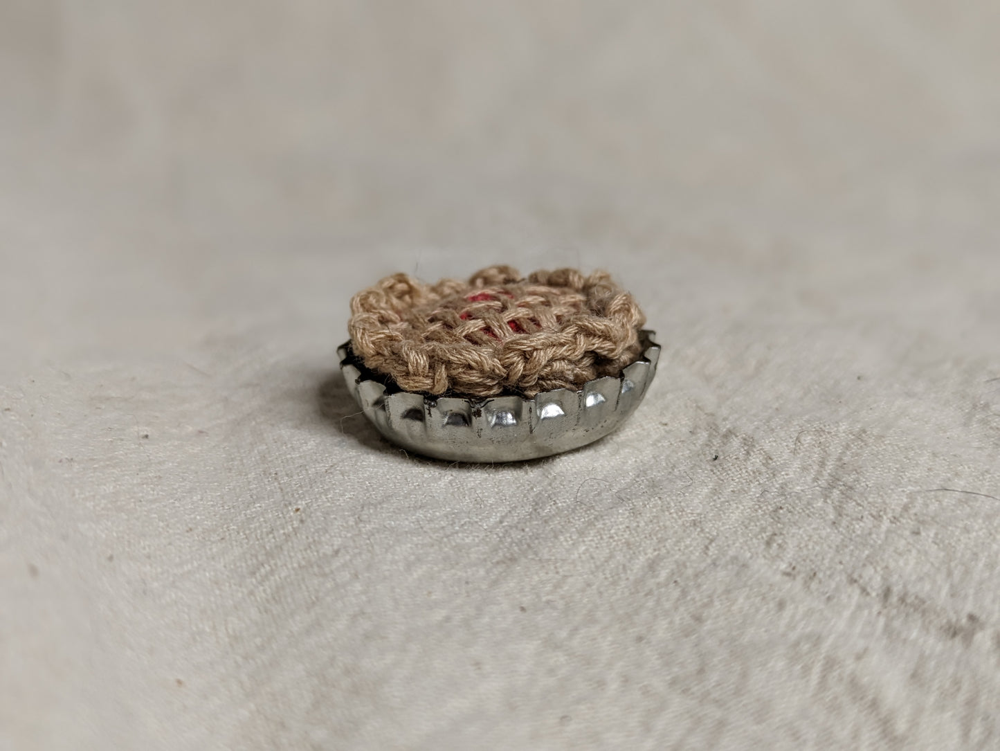 Bottle Cap Pie knick knack - Crocheted by hand