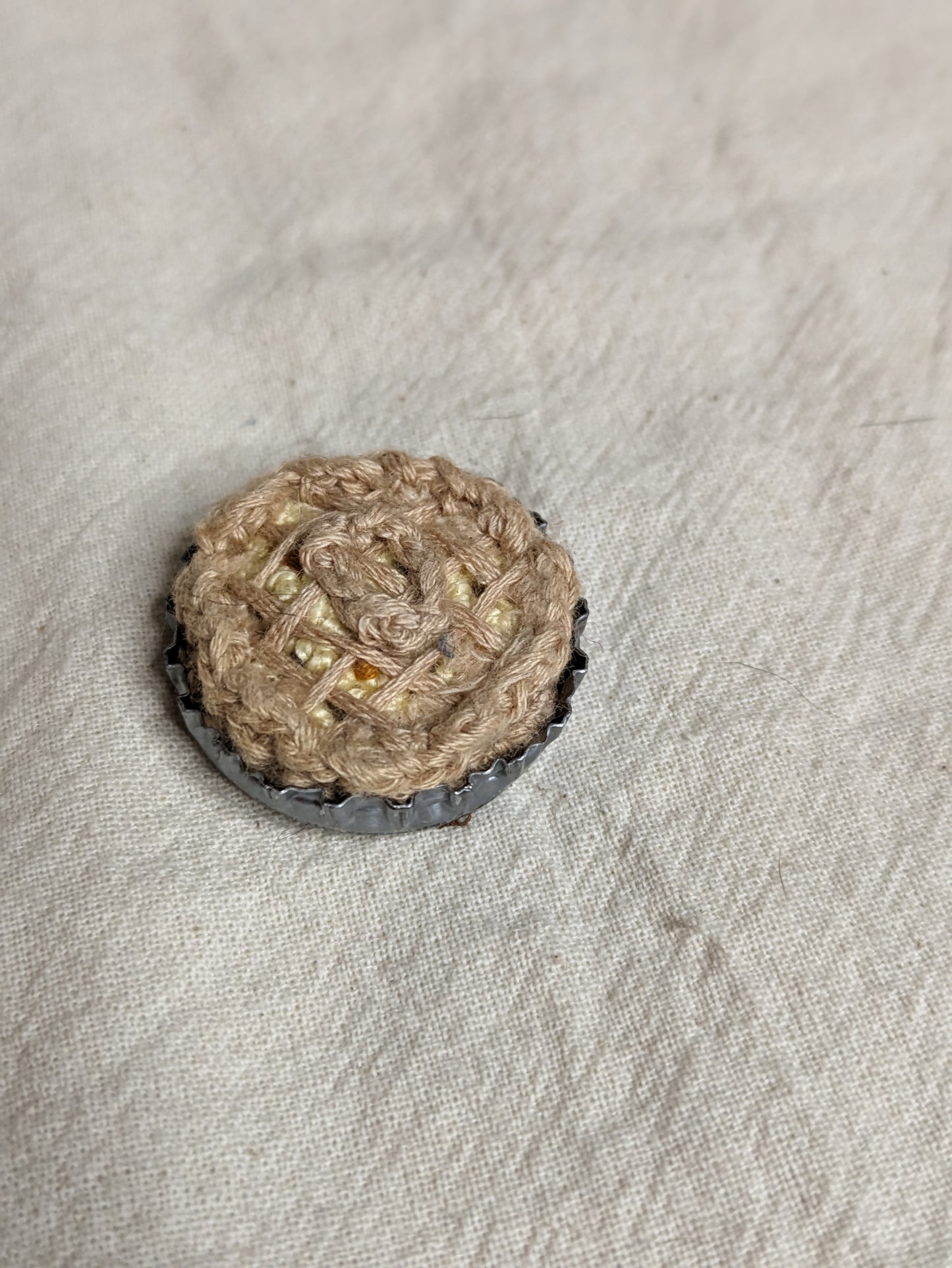 Bottle Cap Pie knick knack - Crocheted by hand