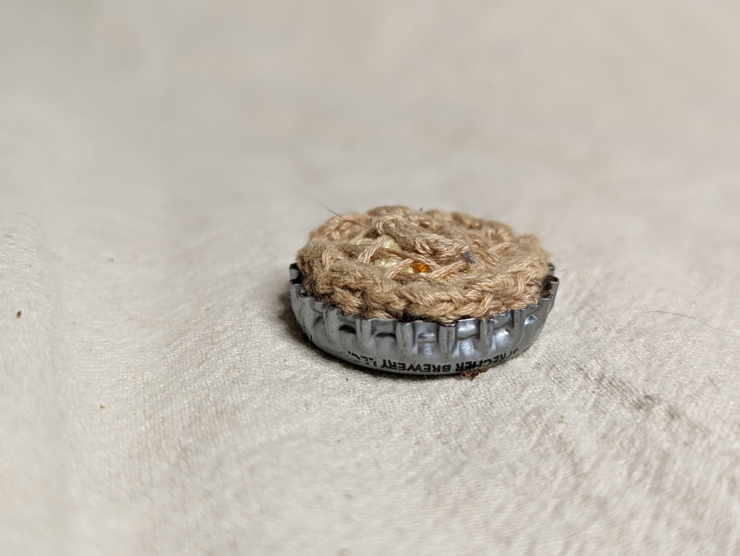Bottle Cap Pie knick knack - Crocheted by hand